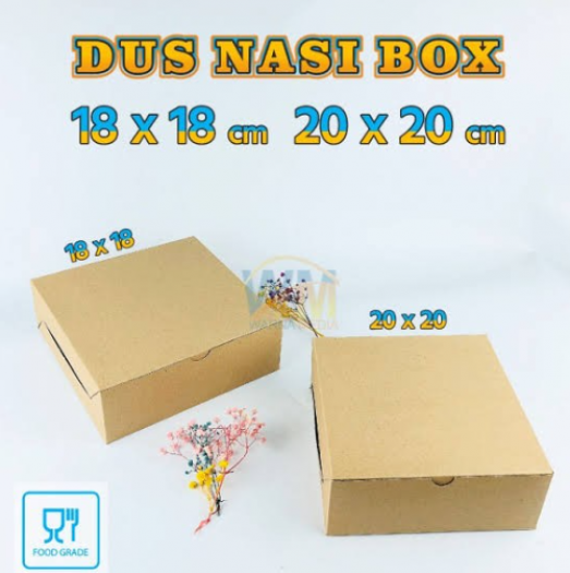 Lunch box kotak makan siang kraft 300 gsm isi 100 pcs non laminasi uk 20 x 20 cm