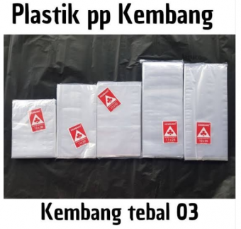 Plastik PP Kembang Bening Transparant Tebal 03 Aneka Ukuran dijamin Bagus. Berat 1 kg - 26 x 35 cm
