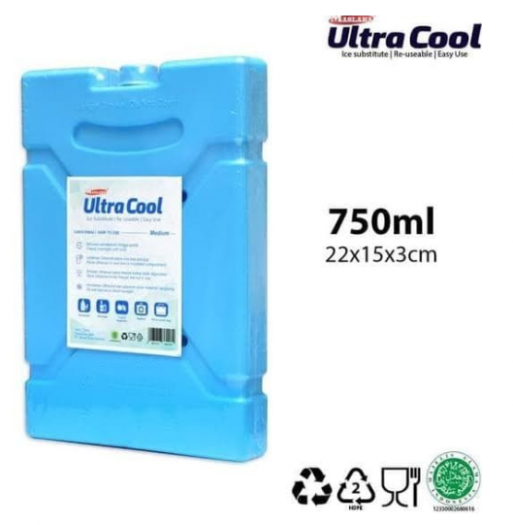 Ultra Cool Ukuran Medium 750 ml Ice Pack Pengganti Es Batu Ice Gel uk 15 cm x 21,5 cm x 3 cm